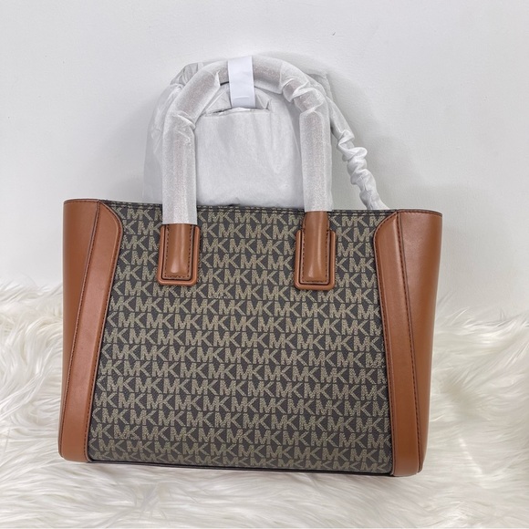 Michael Kors Kali Medium Satchel Ipad Case Tote Shoulder Handbag MK Brown - Picture 4 of 5